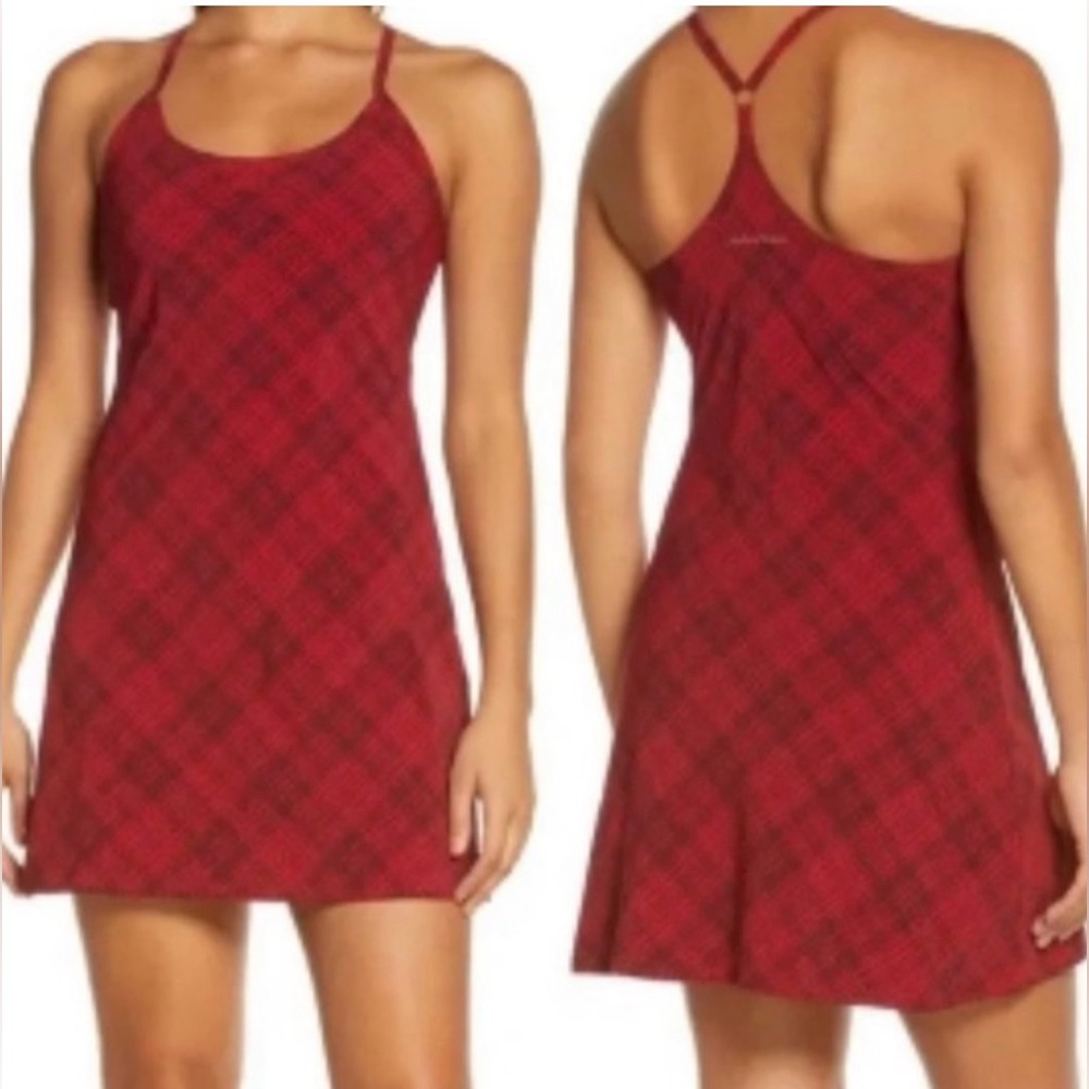 Outdoor Voices The Exercise Dress in Pomegranate Plaid Pattern Size Small
